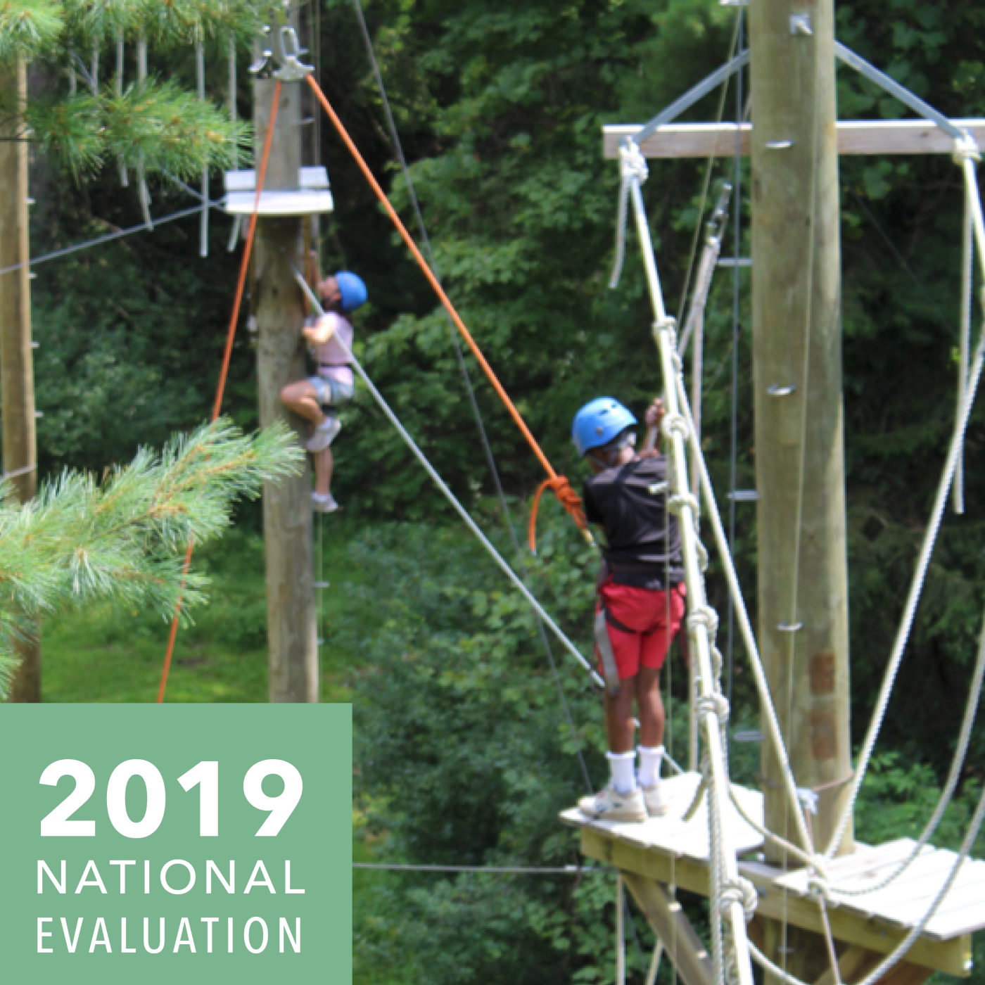 Campers participate in ziplining